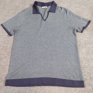 Marine Layer Blue Knit Polo with Navy Trim